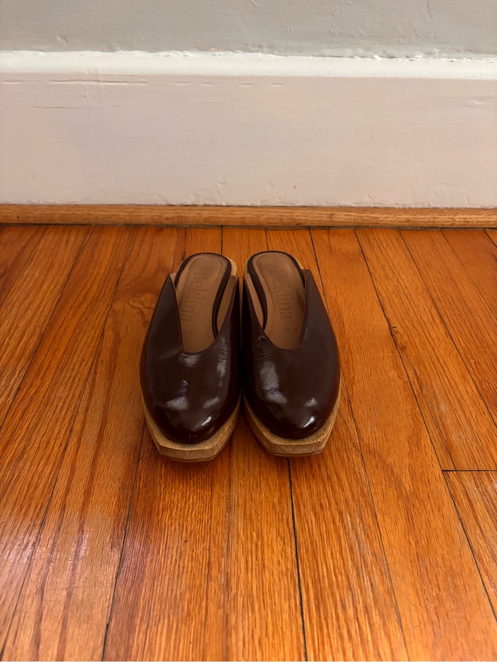 Platform Mule Slides in Dark Brown Leather - Picture 2 of 5